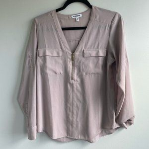 Express portofino style shirt with zipper, pink/blush, medium